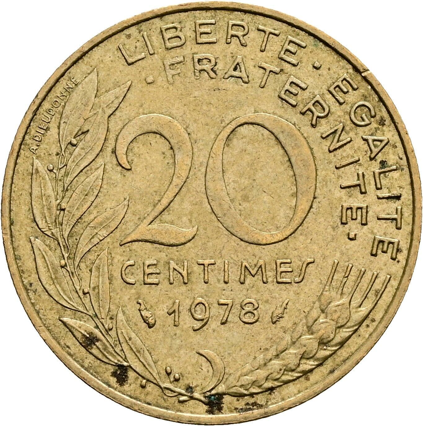 20 Centimes 1978 – Vorderseite