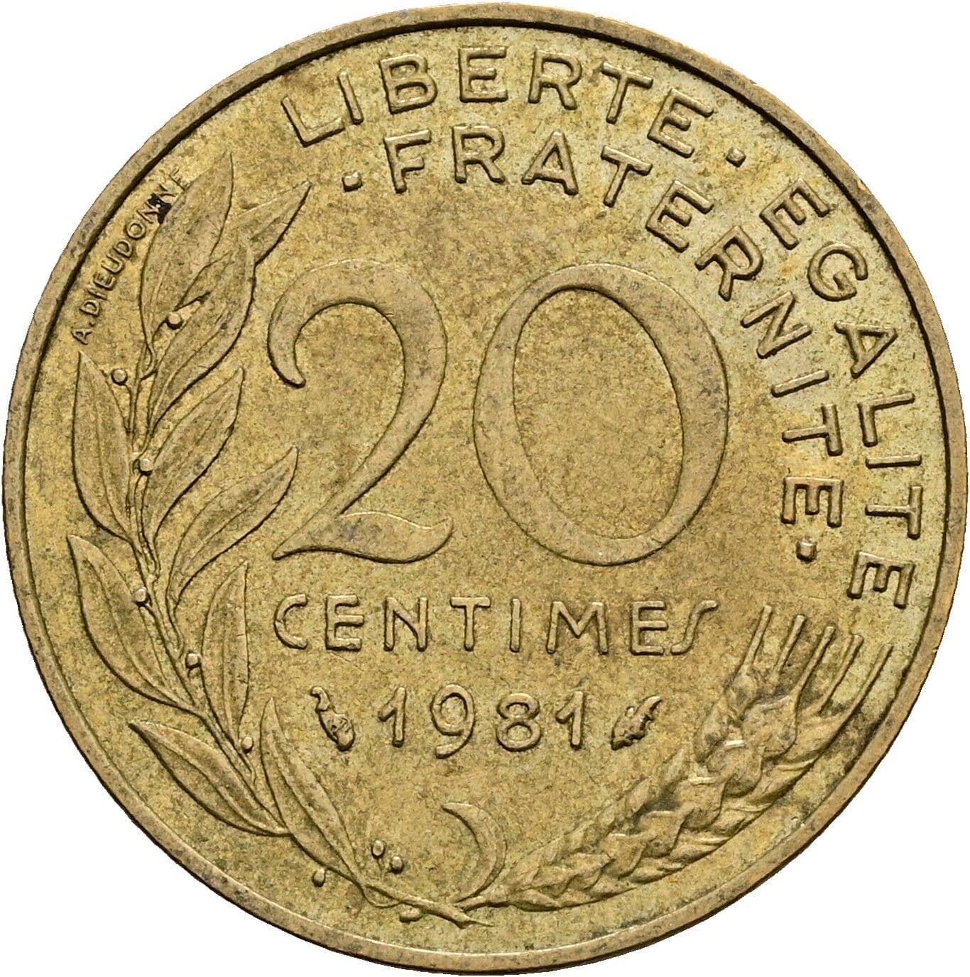 20 Centimes 1981 – Vorderseite