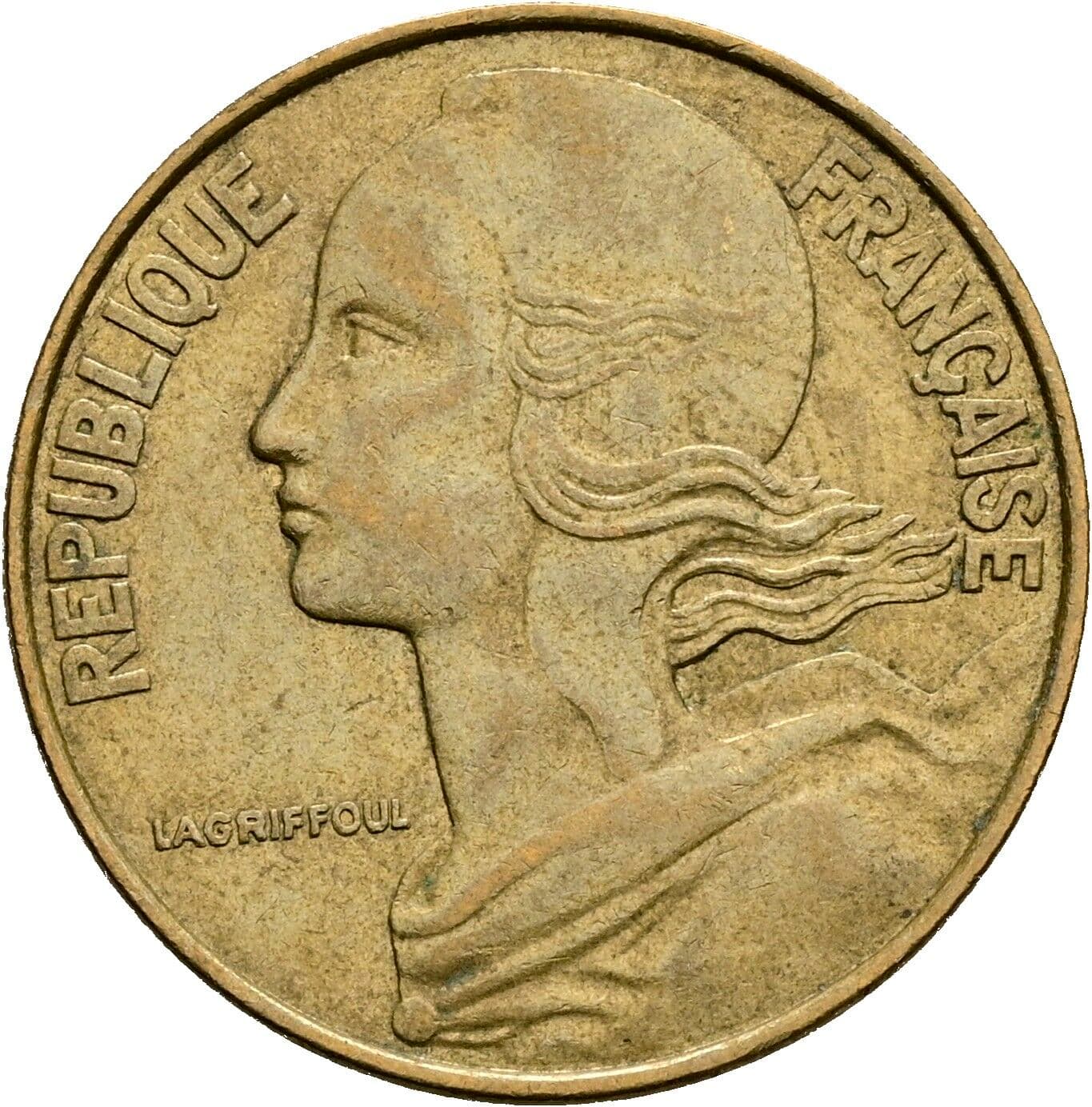 20 Centimes 1977 – Rückseite