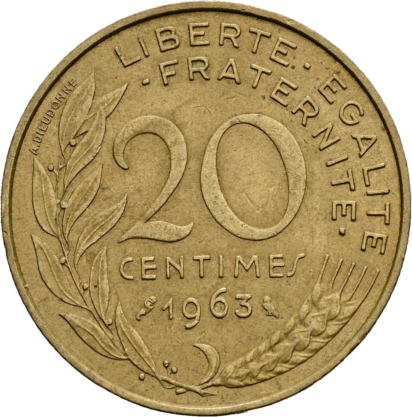 20 Centimes 1963 – Rückseite