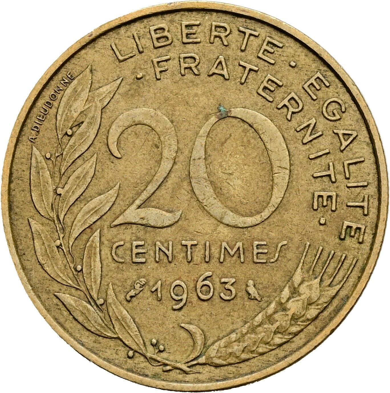 20 Centimes 1963 – Rückseite
