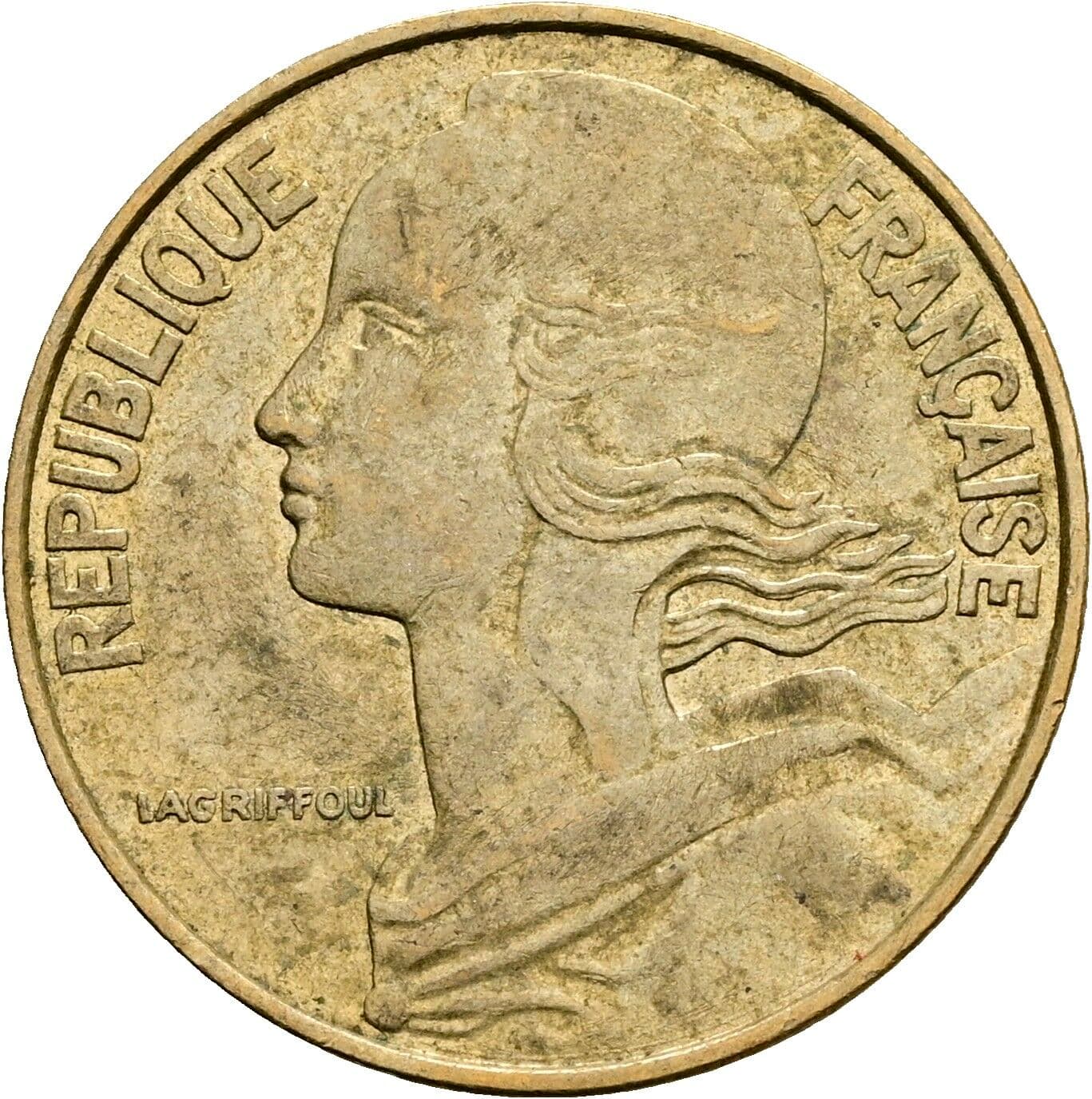 20 Centimes 1976 – Rückseite