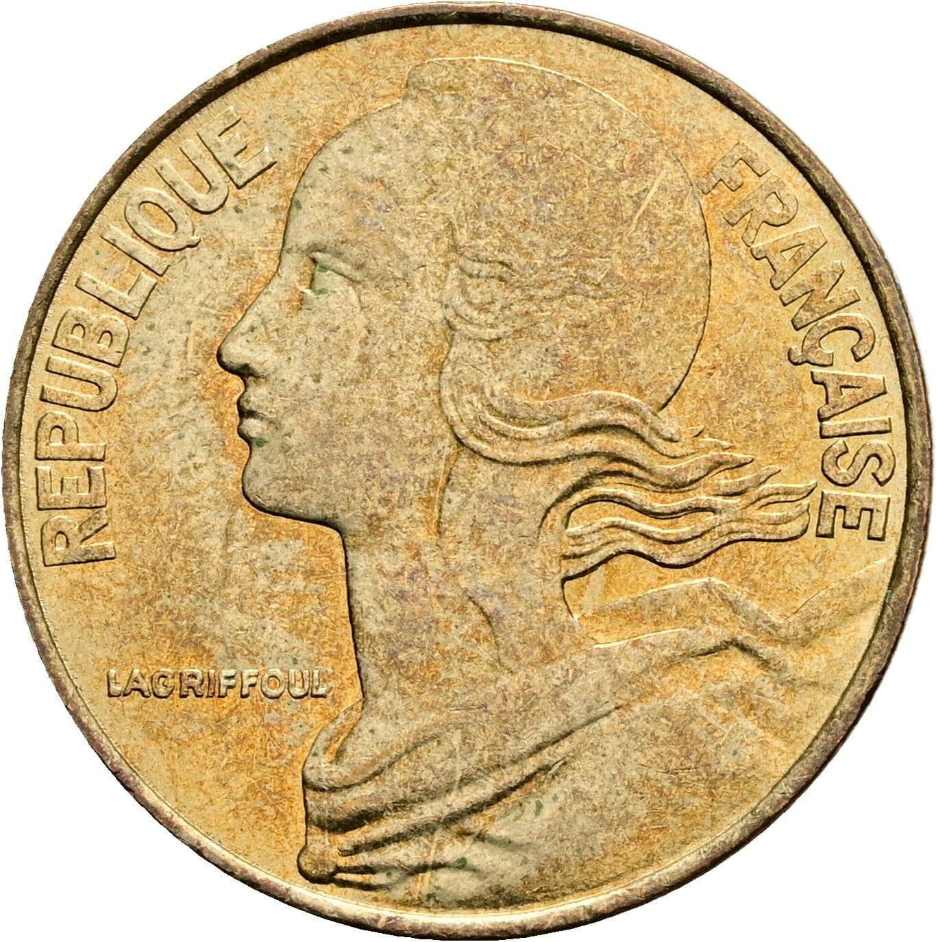 20 Centimes 1985 – Vorderseite