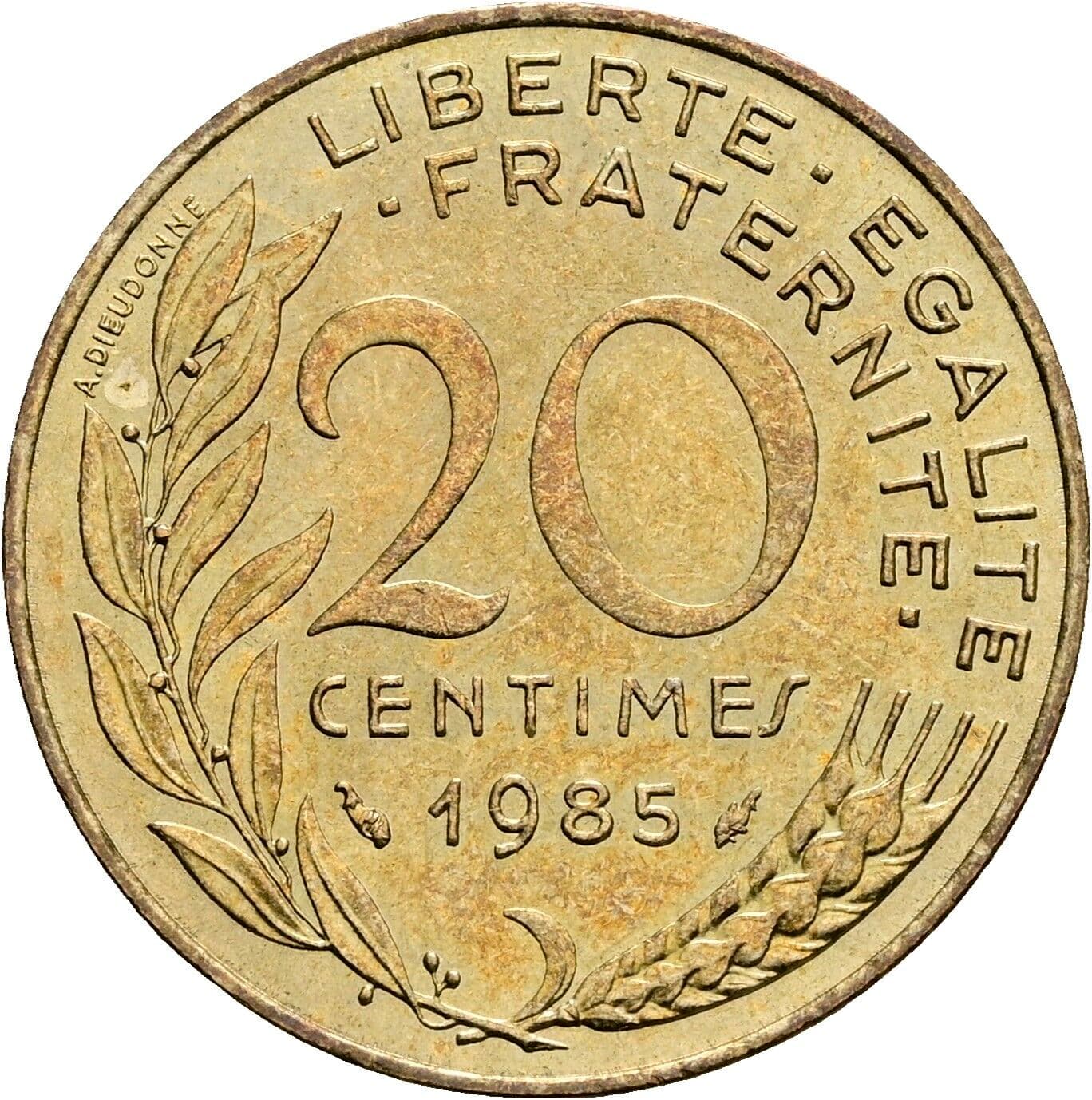 20 Centimes 1985 – Rückseite