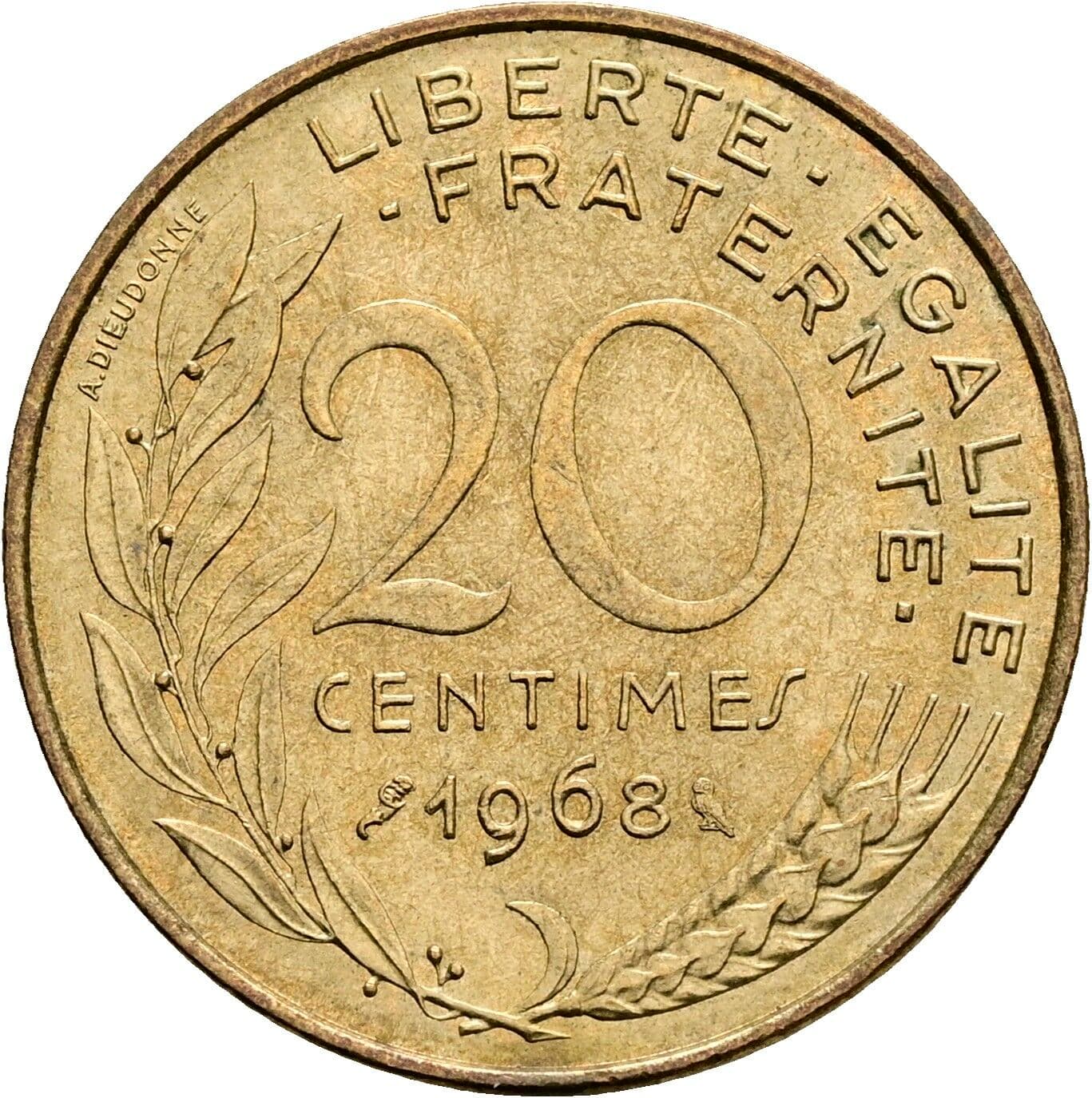 20 Centimes 1968 – Rückseite