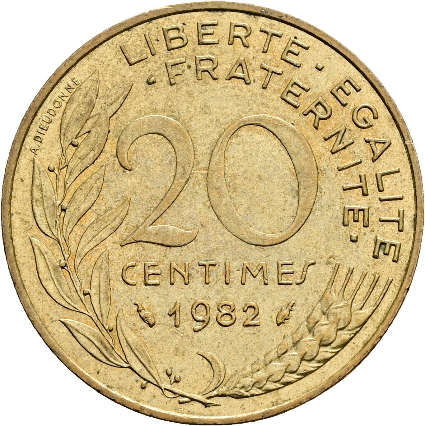 20 Centimes 1982 – Rückseite