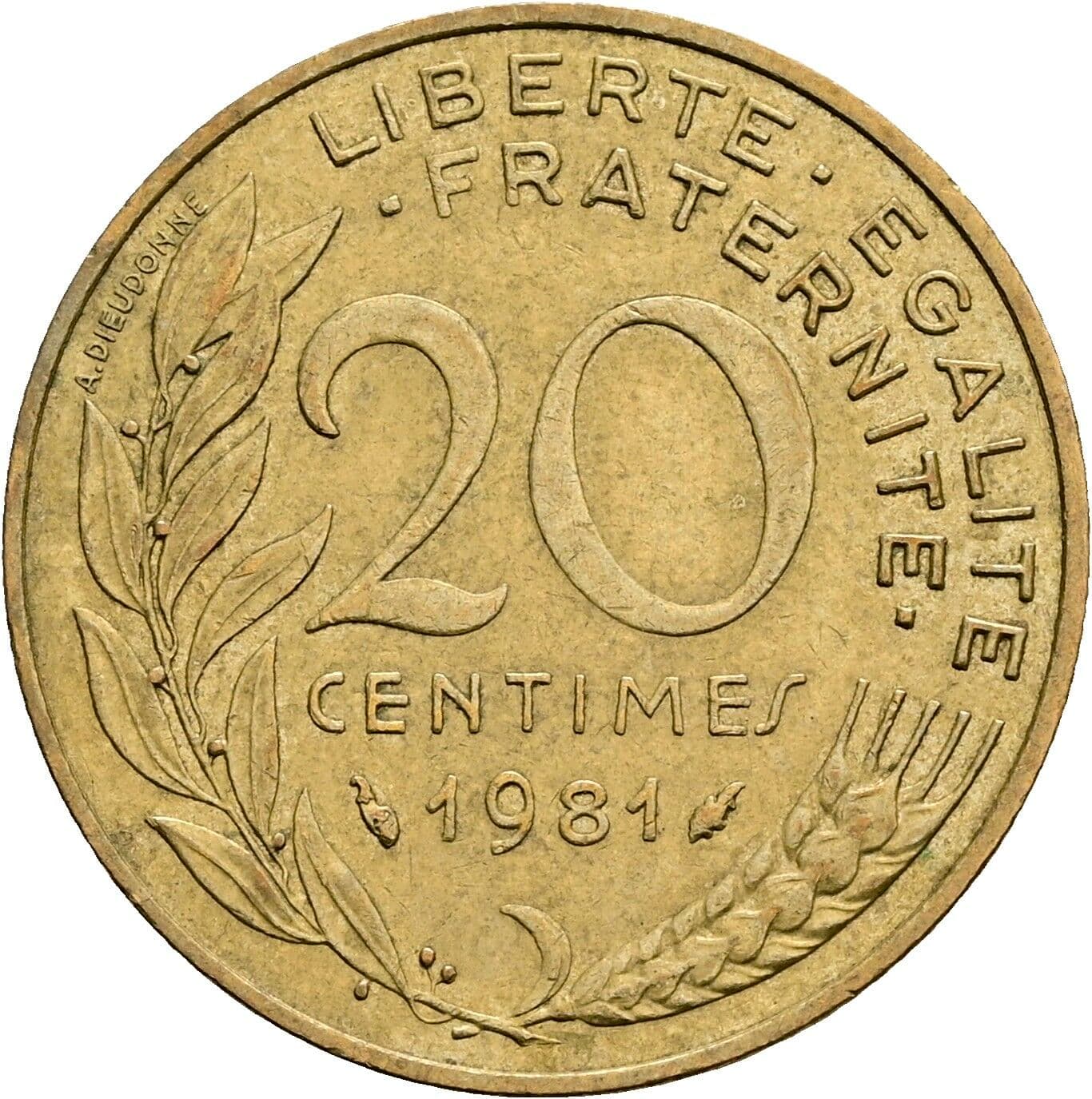 20 Centimes 1981 – Vorderseite