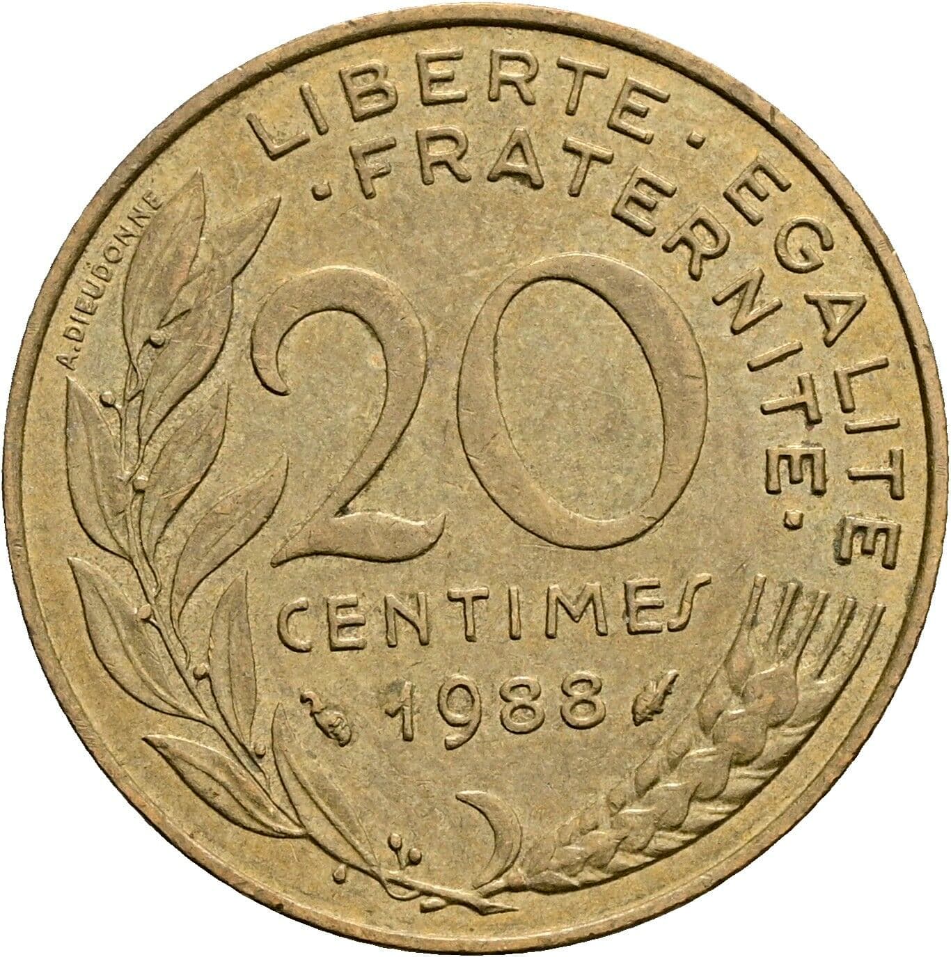 20 Centimes 1988 – Vorderseite