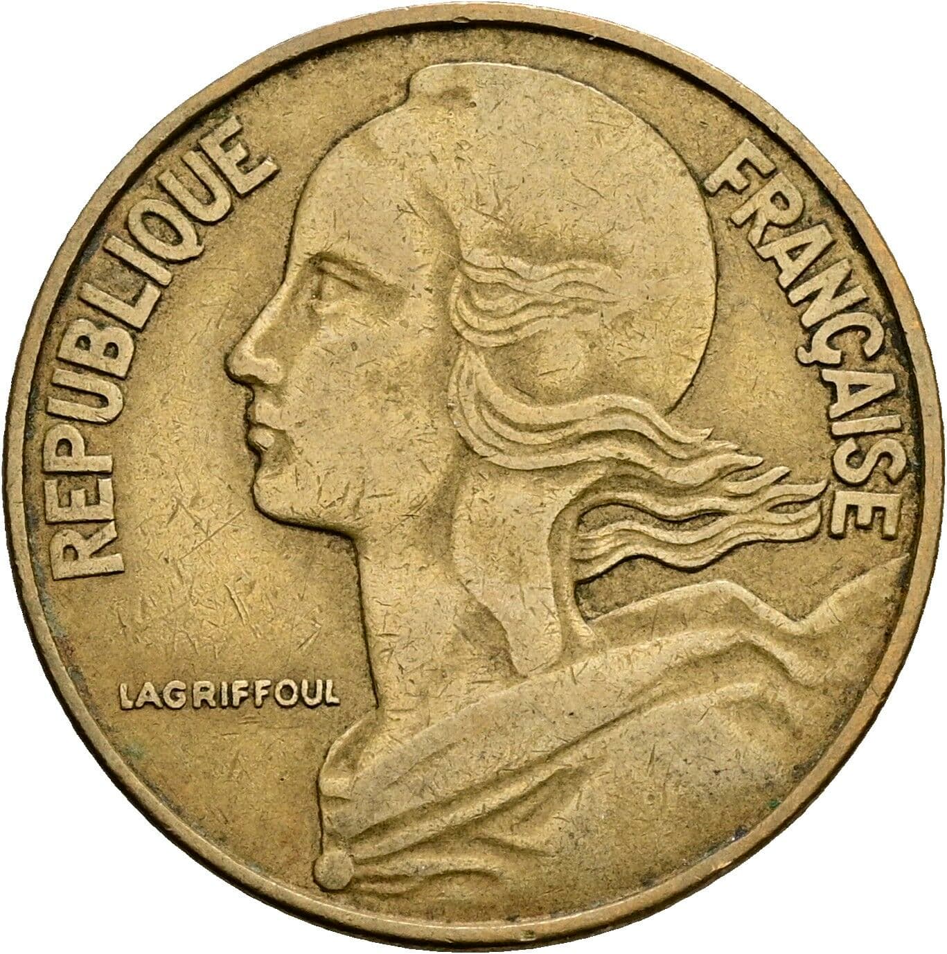 20 Centimes 1963 – Vorderseite