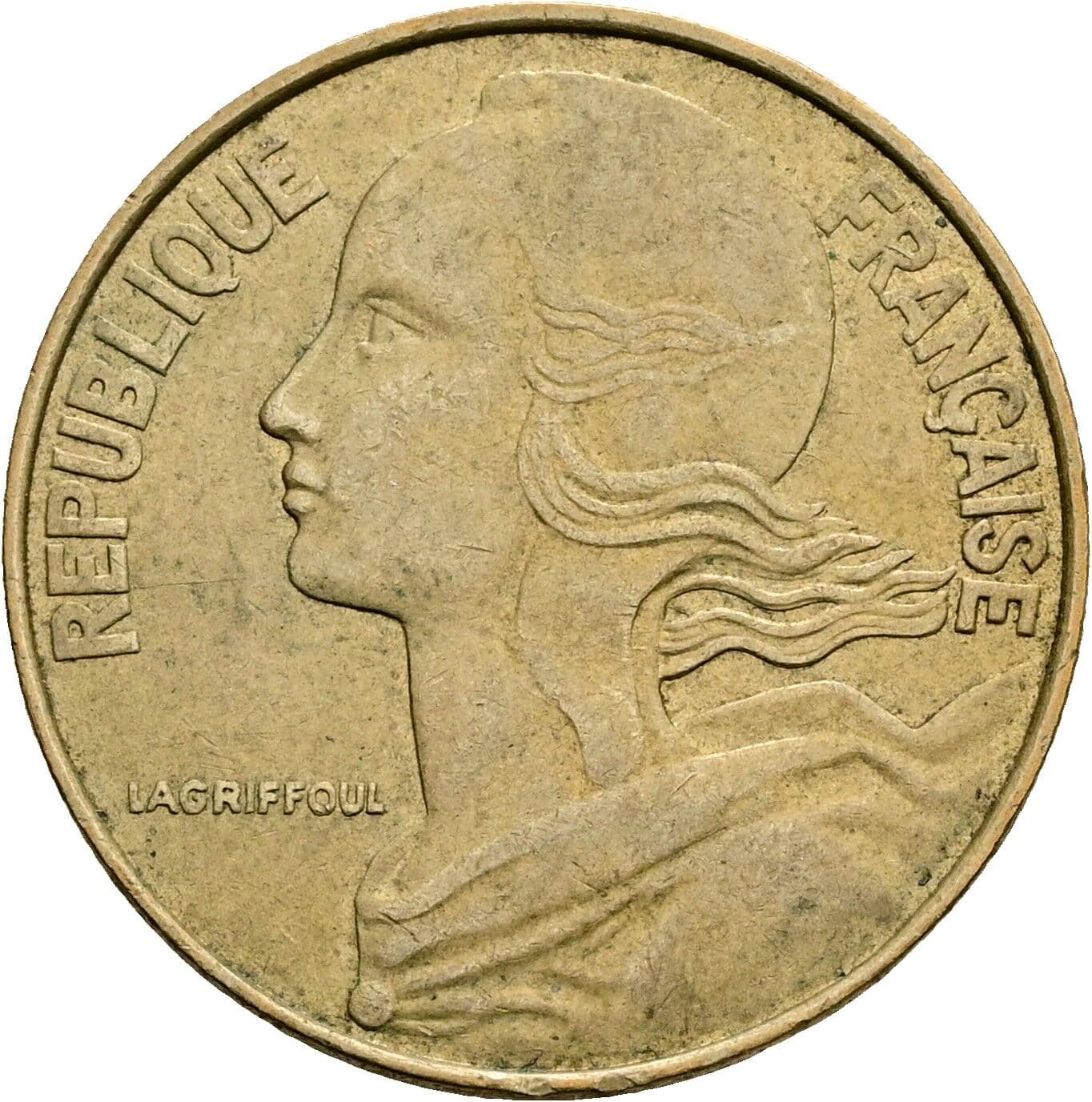 20 Centimes 1975 – Vorderseite