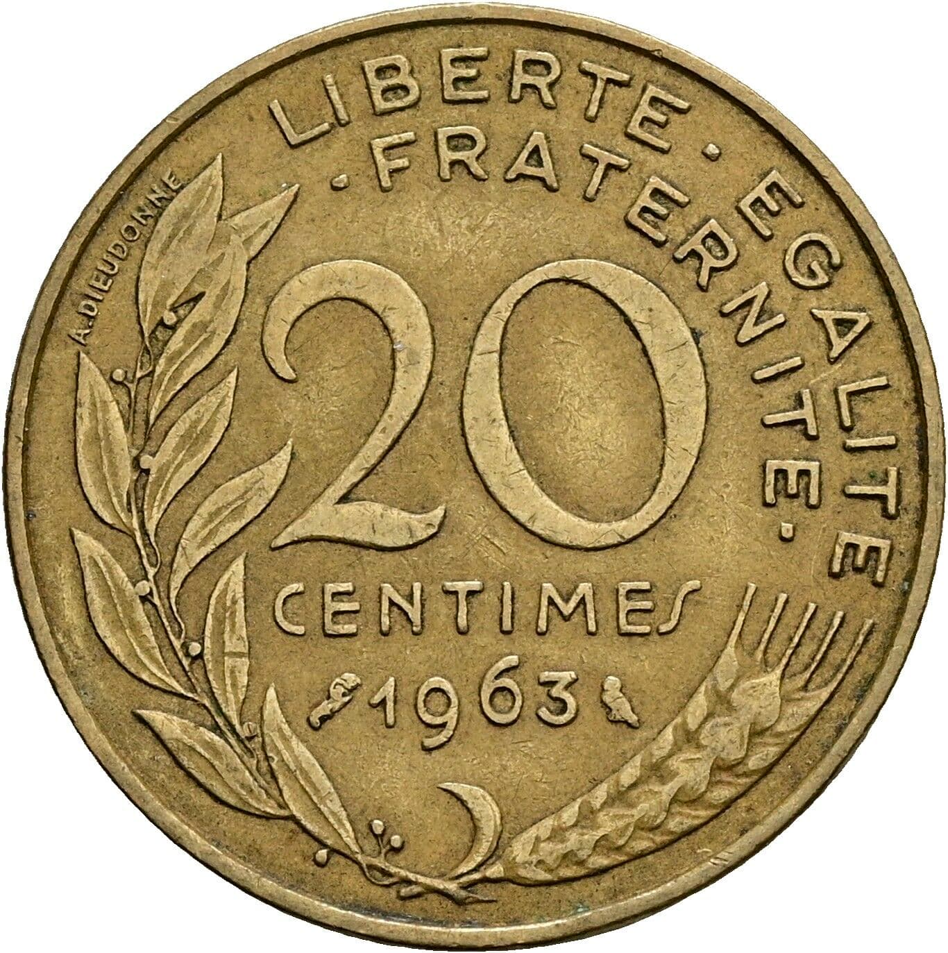 20 Centimes 1963 – Rückseite