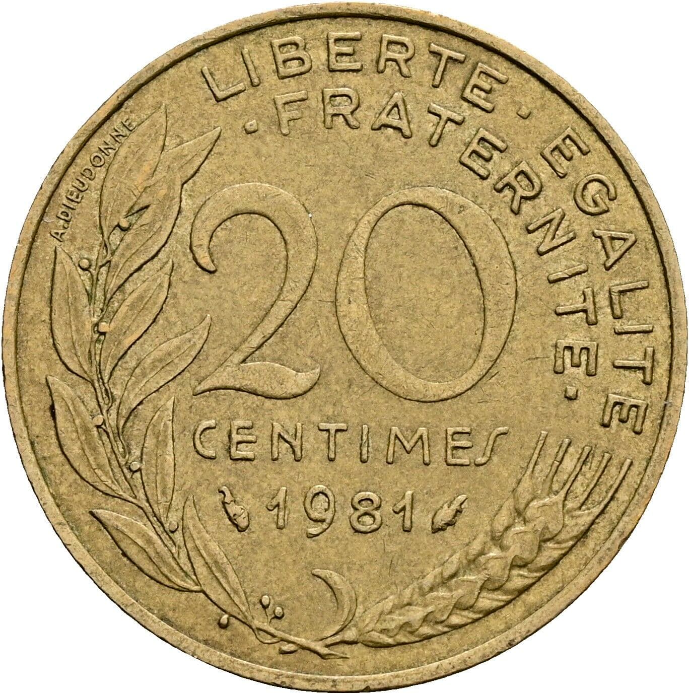 20 Centimes 1981 – Rückseite