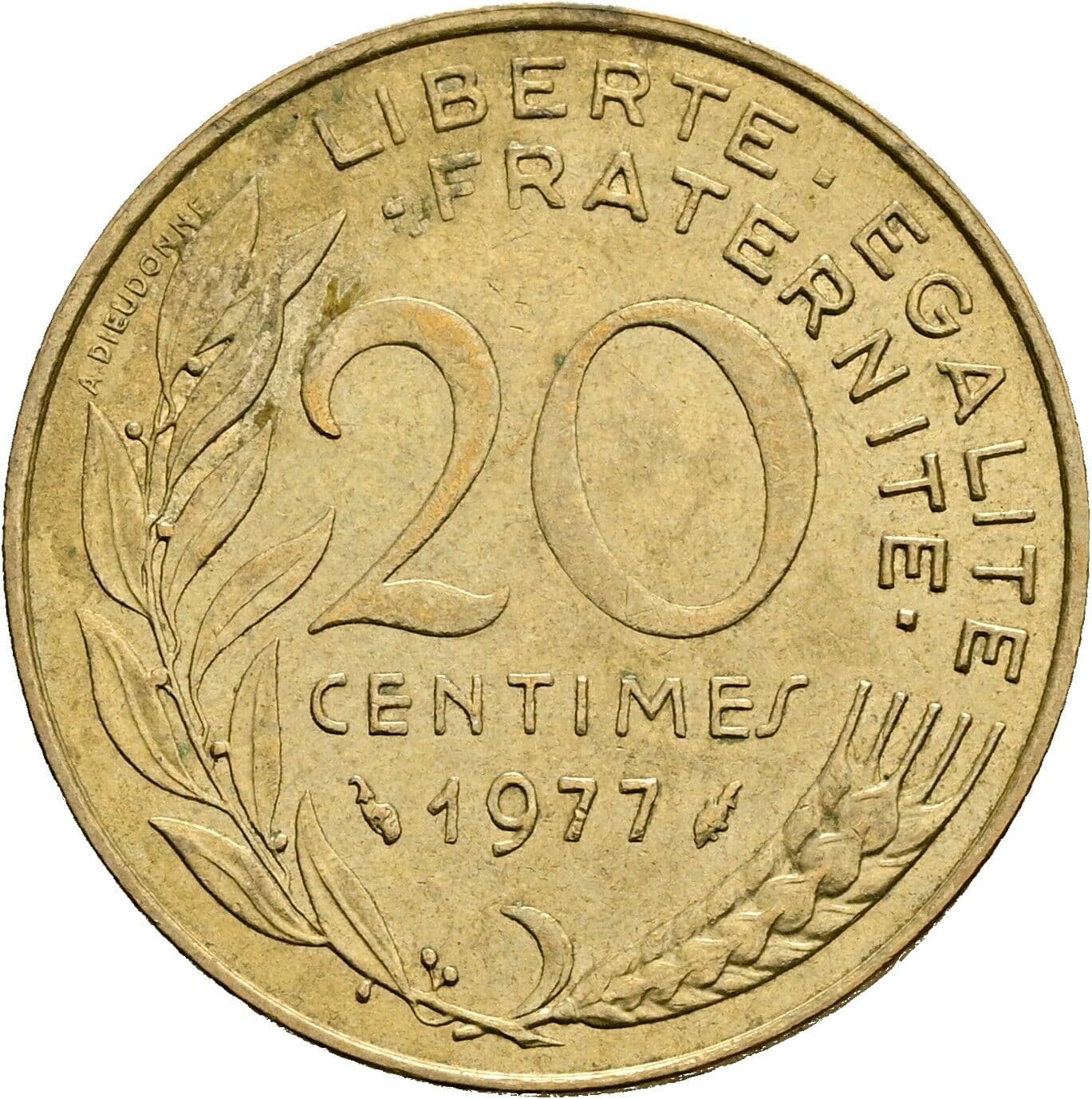 20 Centimes 1977 – Rückseite