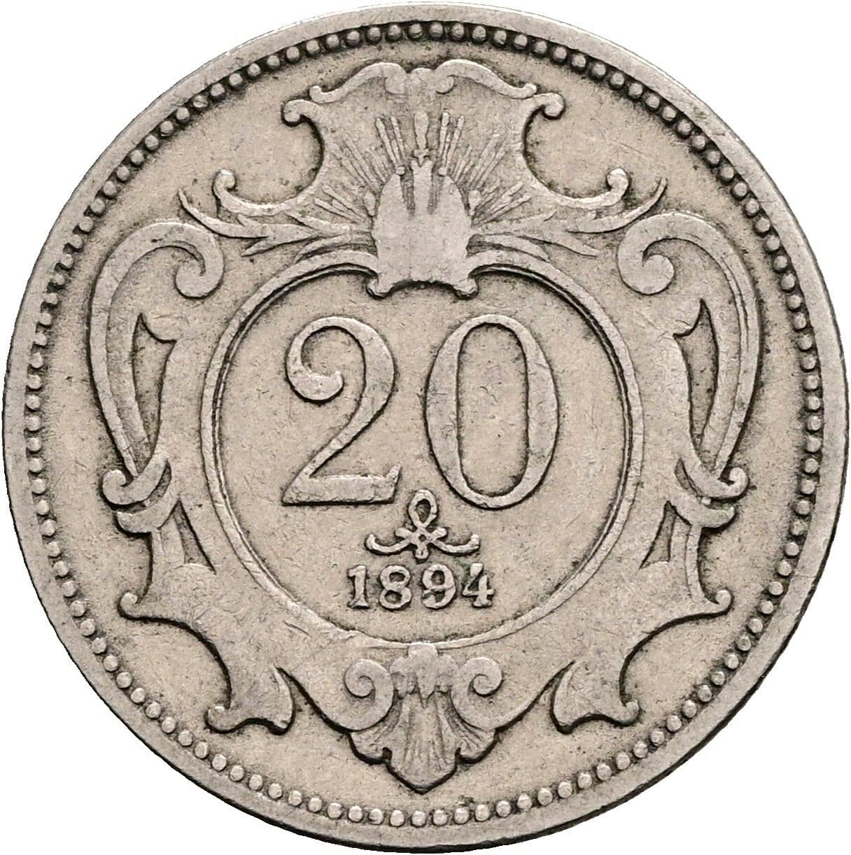 20 Heller Franz Joseph I. 1848-1916 1894 – Vorderseite
