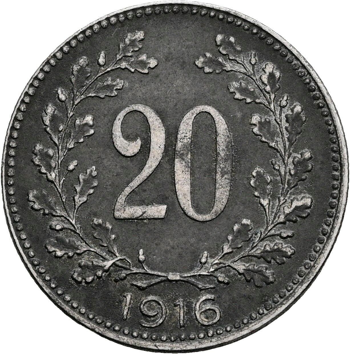 20 Heller Franz Joseph I. 1848-1916 1916 – Vorderseite