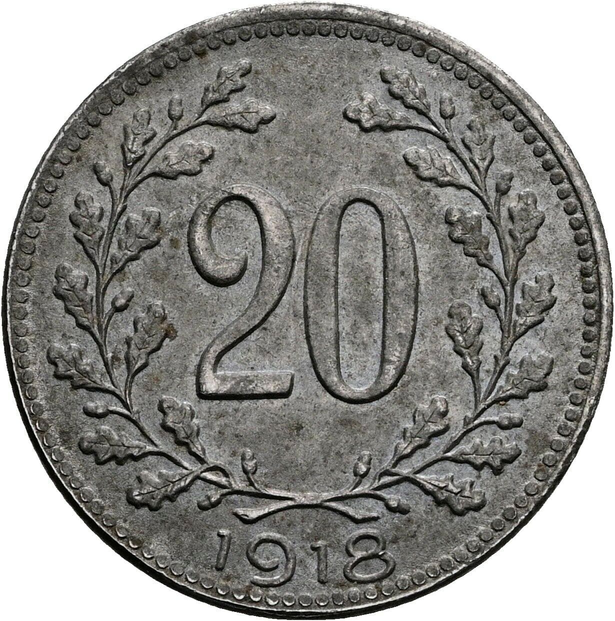 20 Heller Karl I., 1916-1918 1918 – Vorderseite