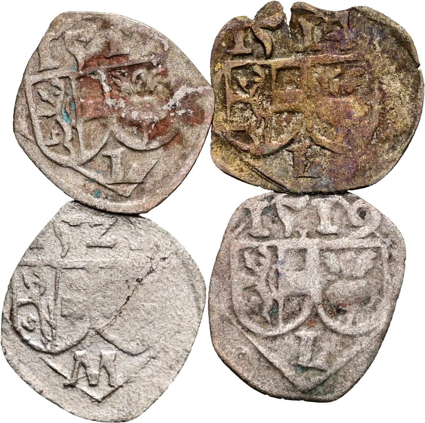 Lot 4 Stück Pfennige – Vorderseite