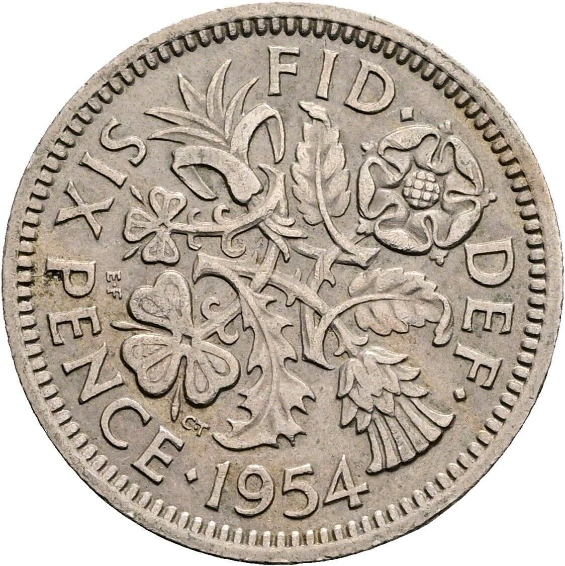 6 Pence Elisabeth II. 1952-2022 1954 – Rückseite