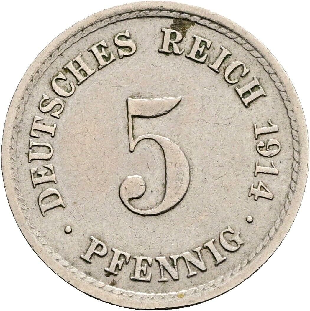 5 Pfennig 1914 A – Vorderseite