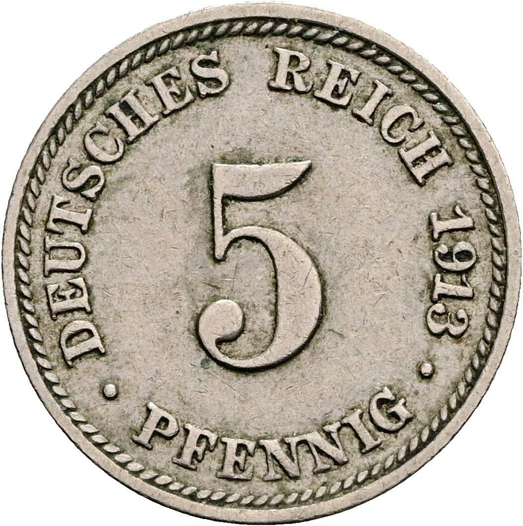 5 Pfennig 1913 D – Vorderseite