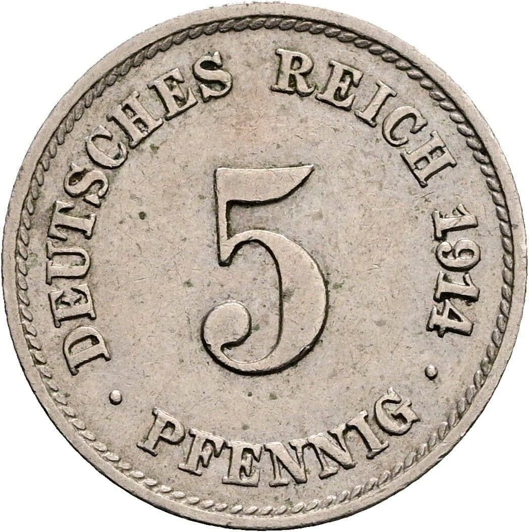 5 Pfennig 1914 F – Vorderseite