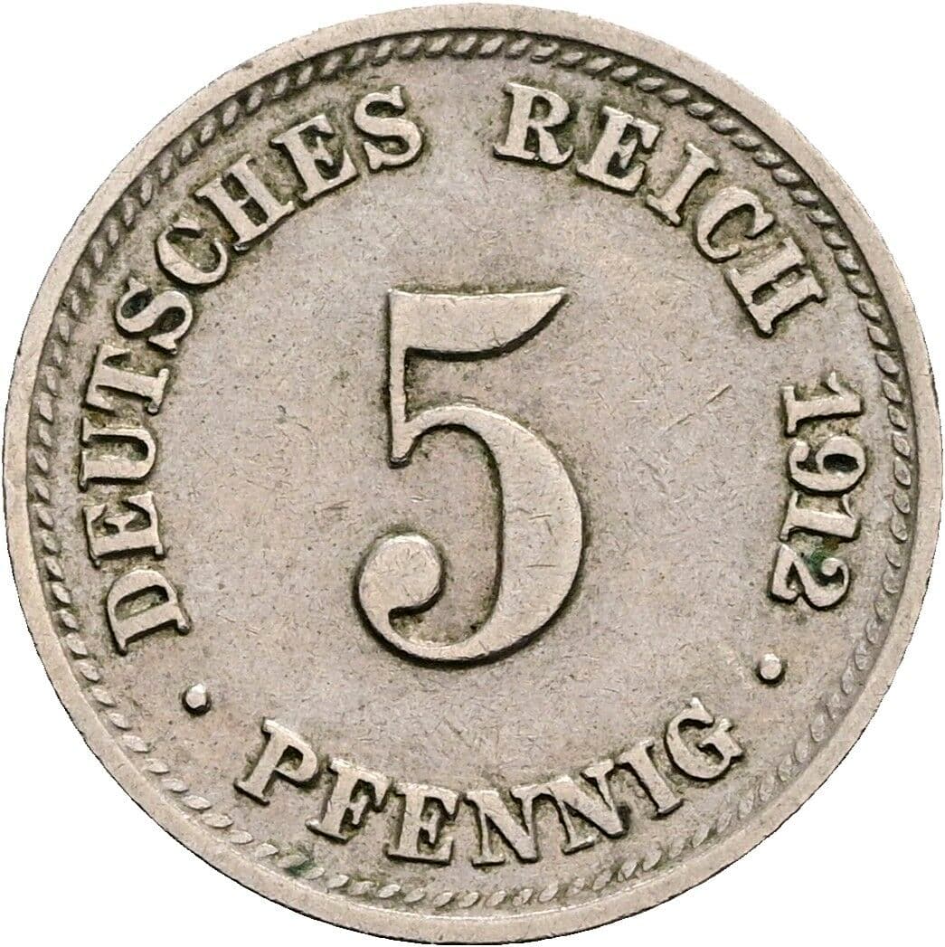 5 Pfennig 1912 D – Vorderseite