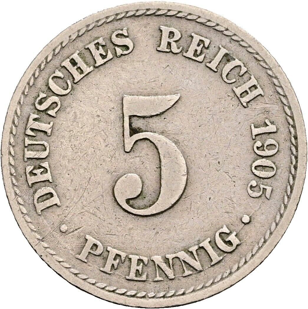 5 Pfennig 1905 A – Vorderseite