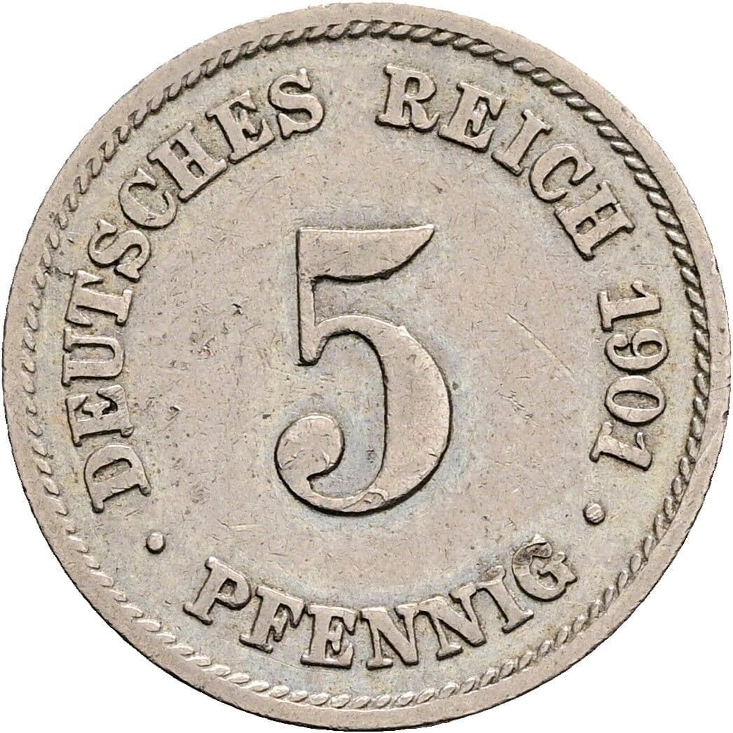 5 Pfennig 1901 F – Vorderseite