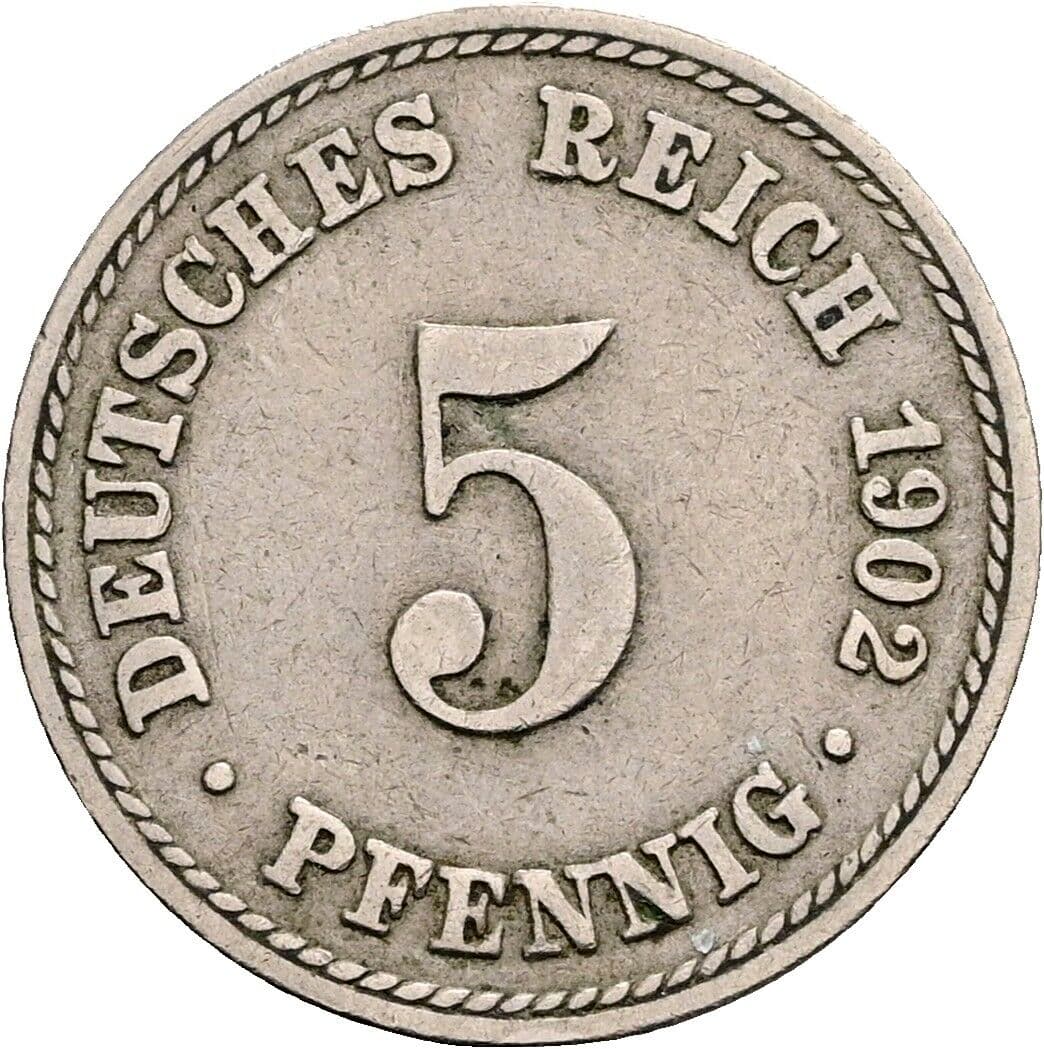 5 Pfennig 1902 A – Vorderseite