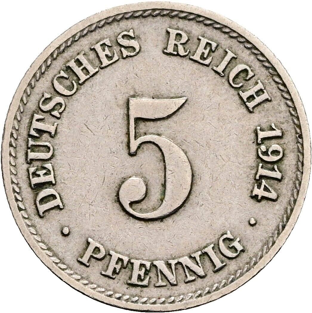 5 Pfennig 1914 F – Vorderseite