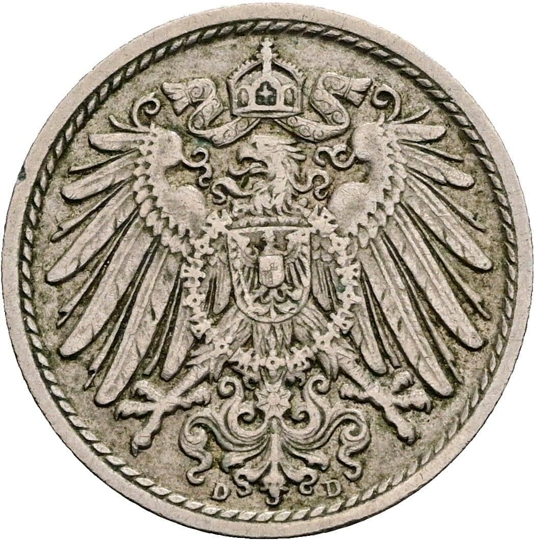 5 Pfennig 1913 D – Rückseite
