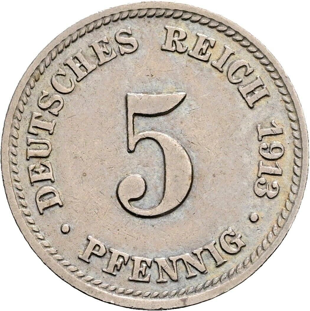 5 Pfennig 1913 D – Vorderseite