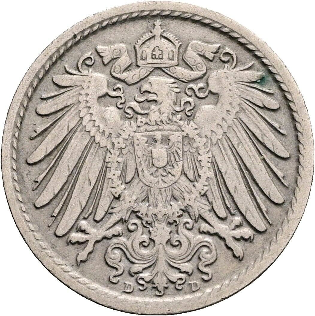 5 Pfennig 1907 D – Rückseite