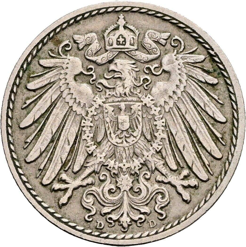 5 Pfennig 1907 D – Rückseite