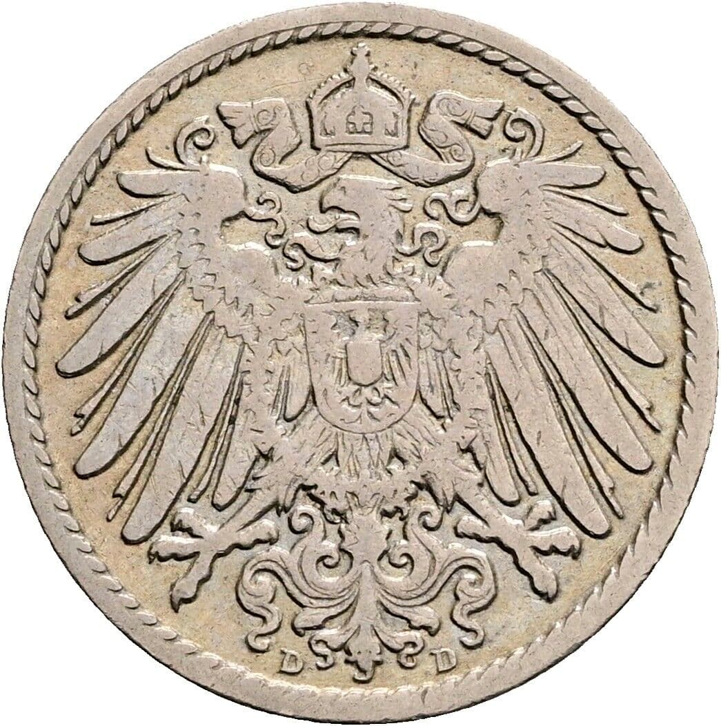 5 Pfennig 1902 D – Rückseite