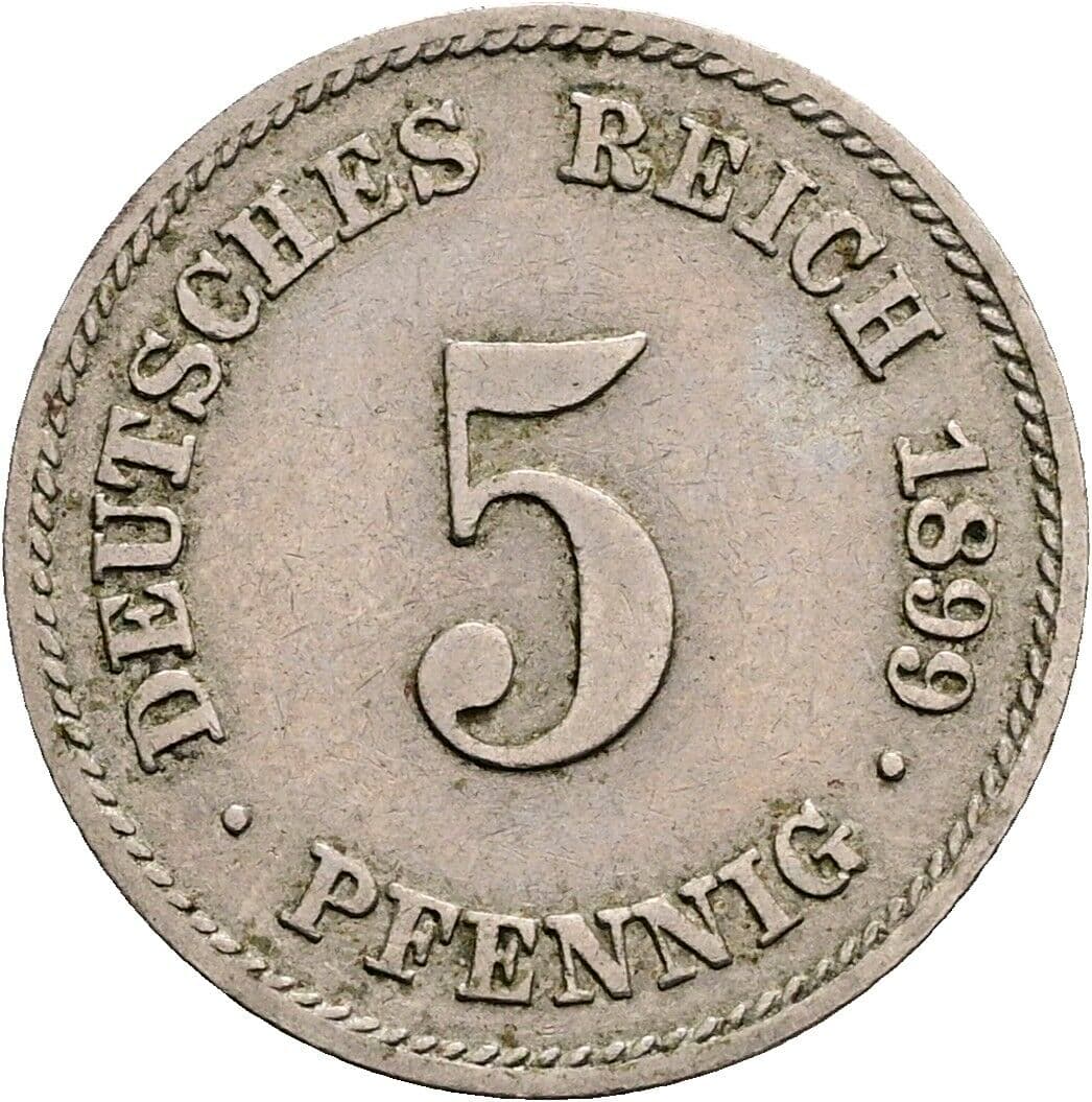 5 Pfennig 1899 F – Vorderseite