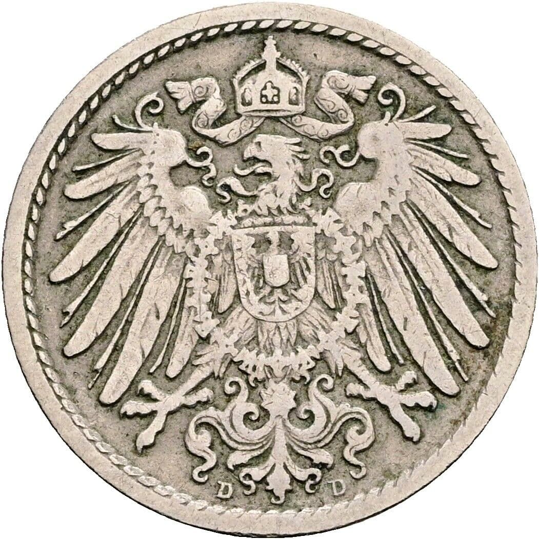 5 Pfennig 1899 D – Rückseite