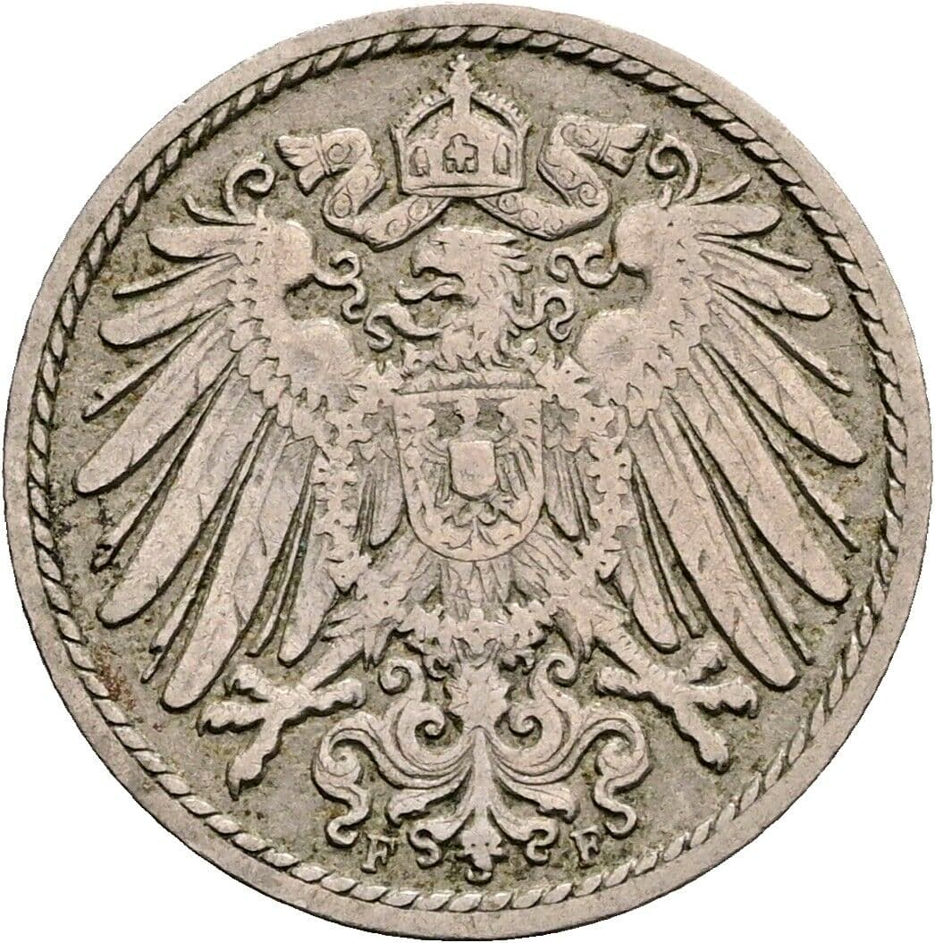 5 Pfennig 1899 F – Rückseite