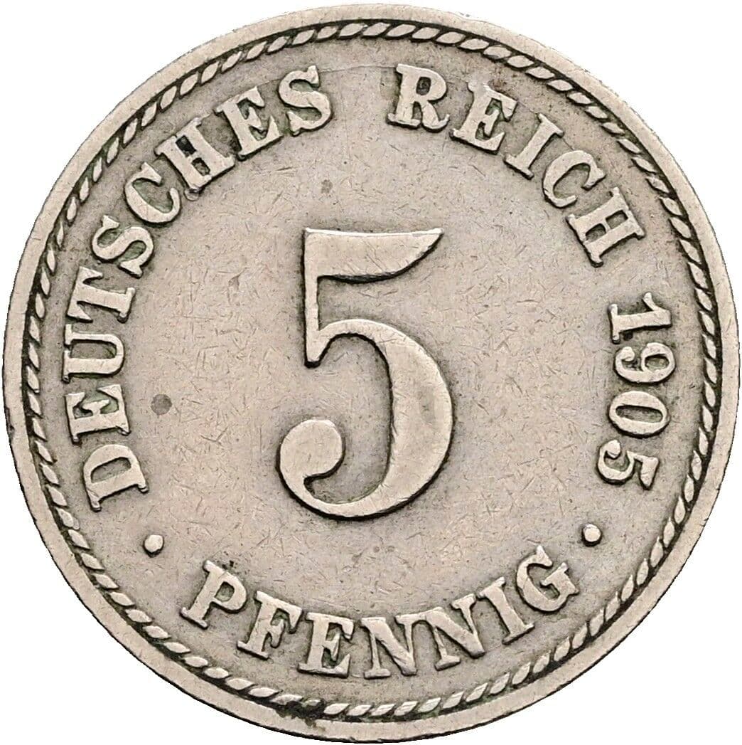 5 Pfennig 1905 A – Vorderseite