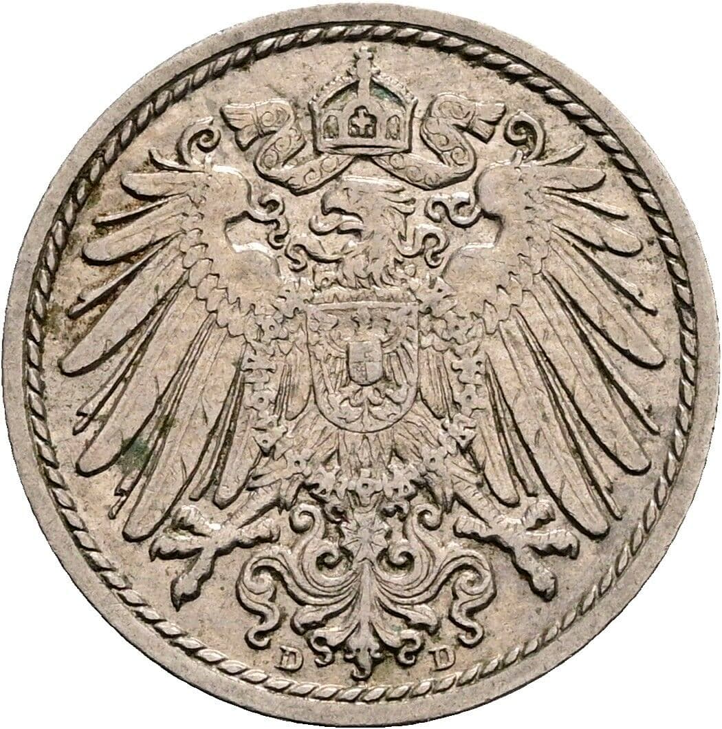 5 Pfennig 1911 D – Rückseite