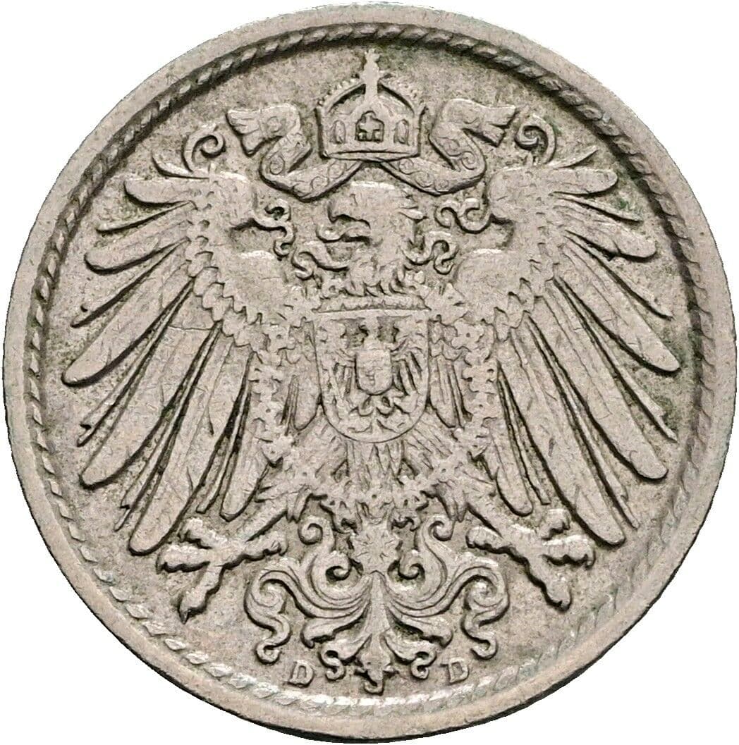 5 Pfennig 1913 D – Rückseite