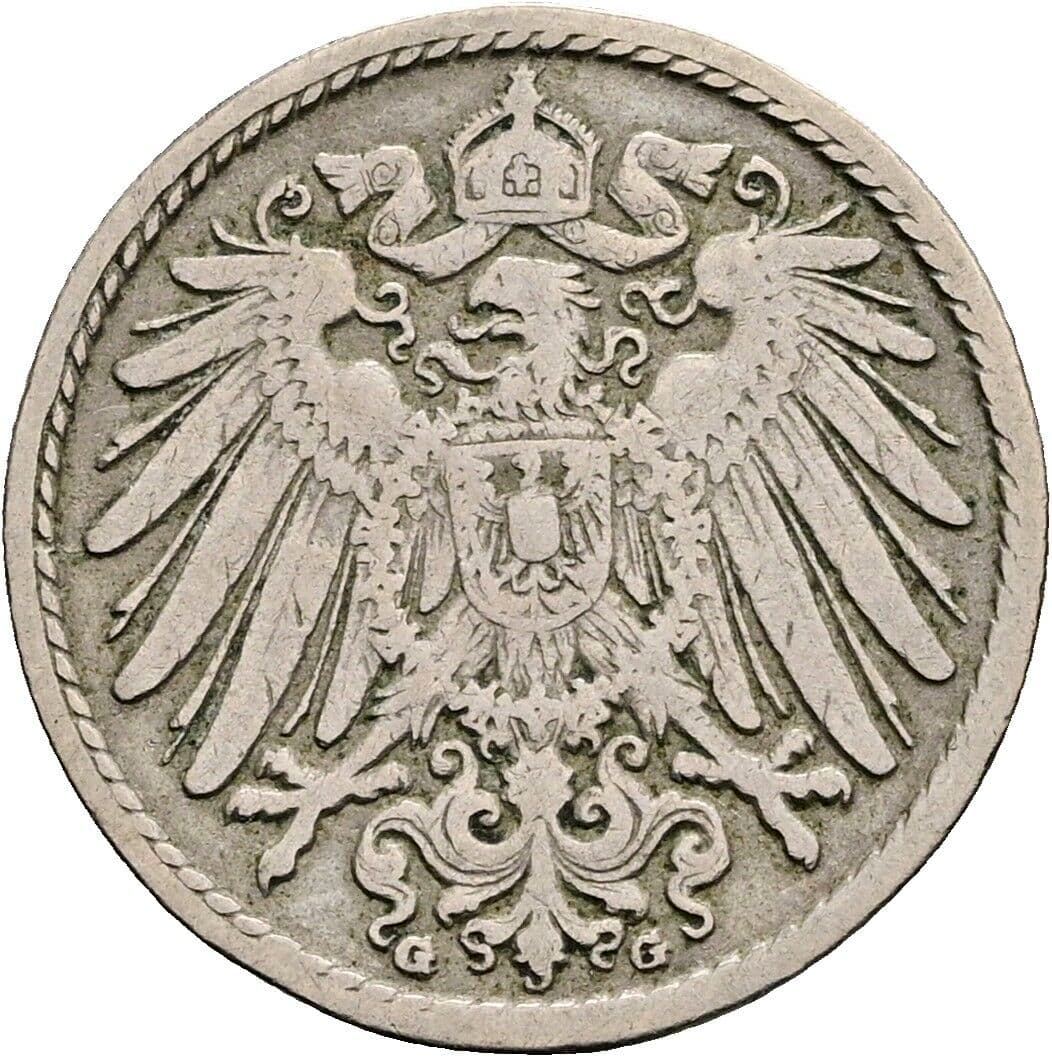 5 Pfennig 1897 G – Rückseite