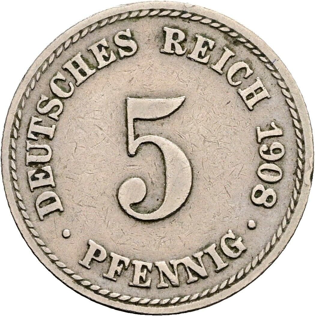 5 Pfennig 1908 A – Vorderseite