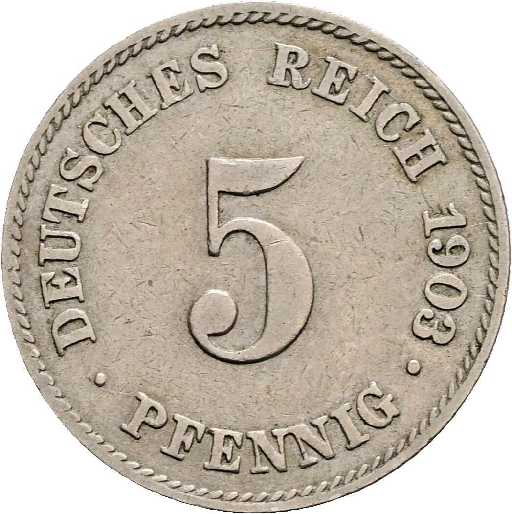 5 Pfennig 1903 J – Vorderseite