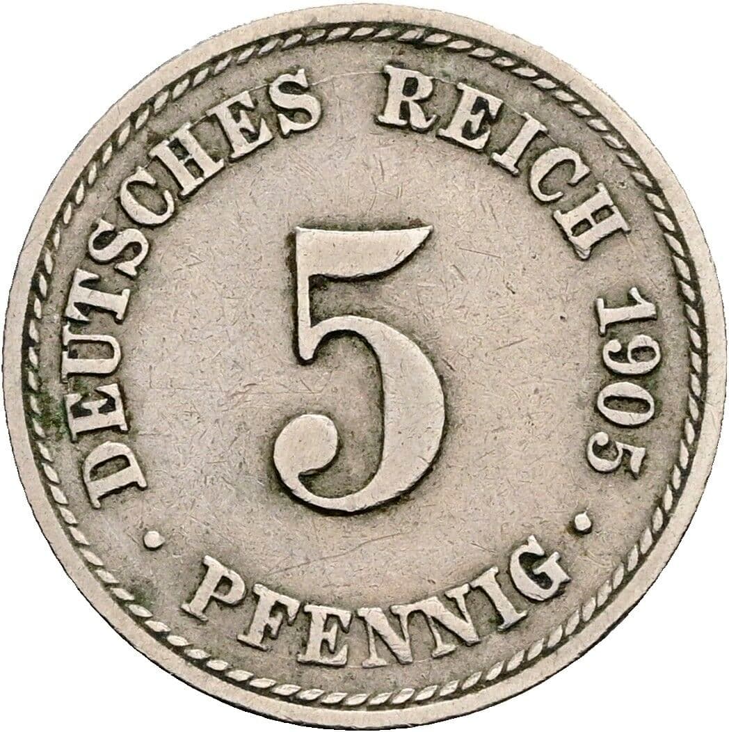 5 Pfennig 1905 A – Vorderseite