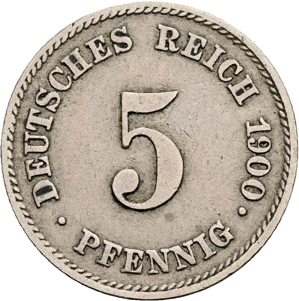 5 Pfennig 1900 E – Vorderseite