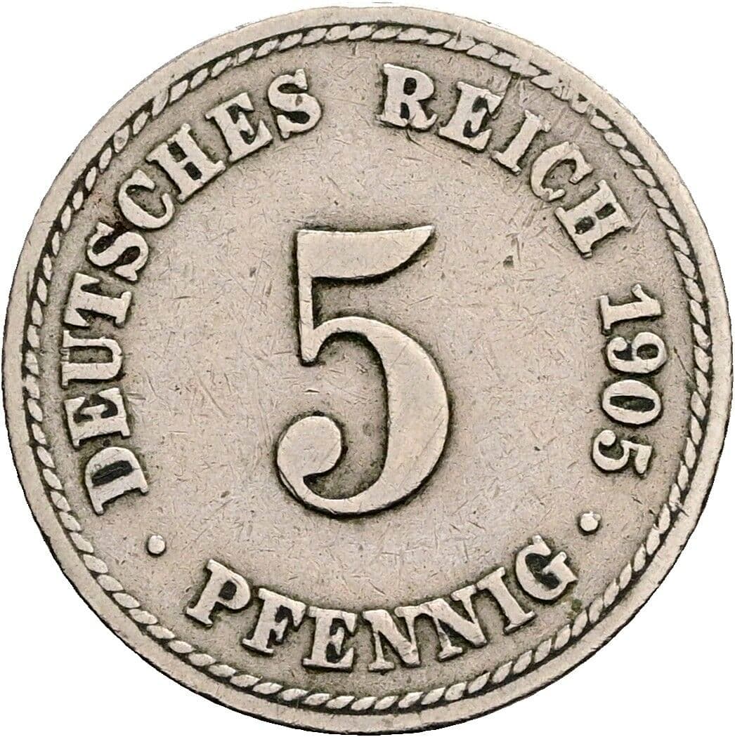 5 Pfennig 1905 A – Vorderseite