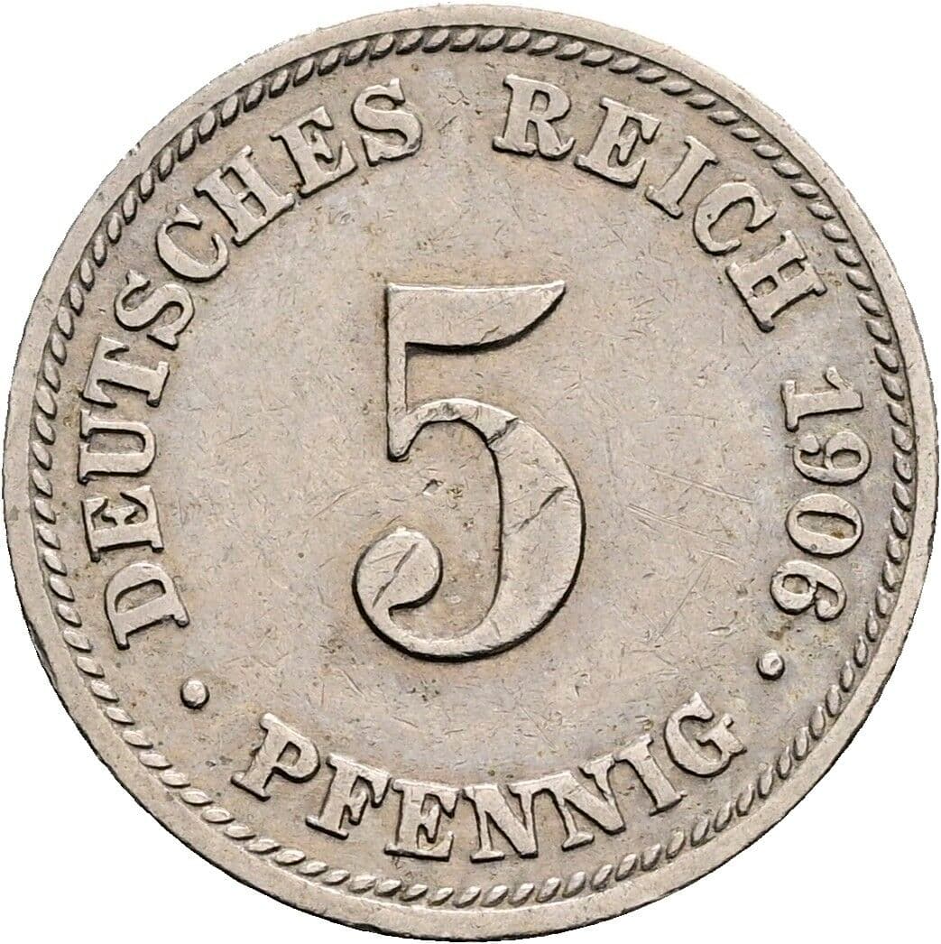 5 Pfennig 1906 D – Vorderseite