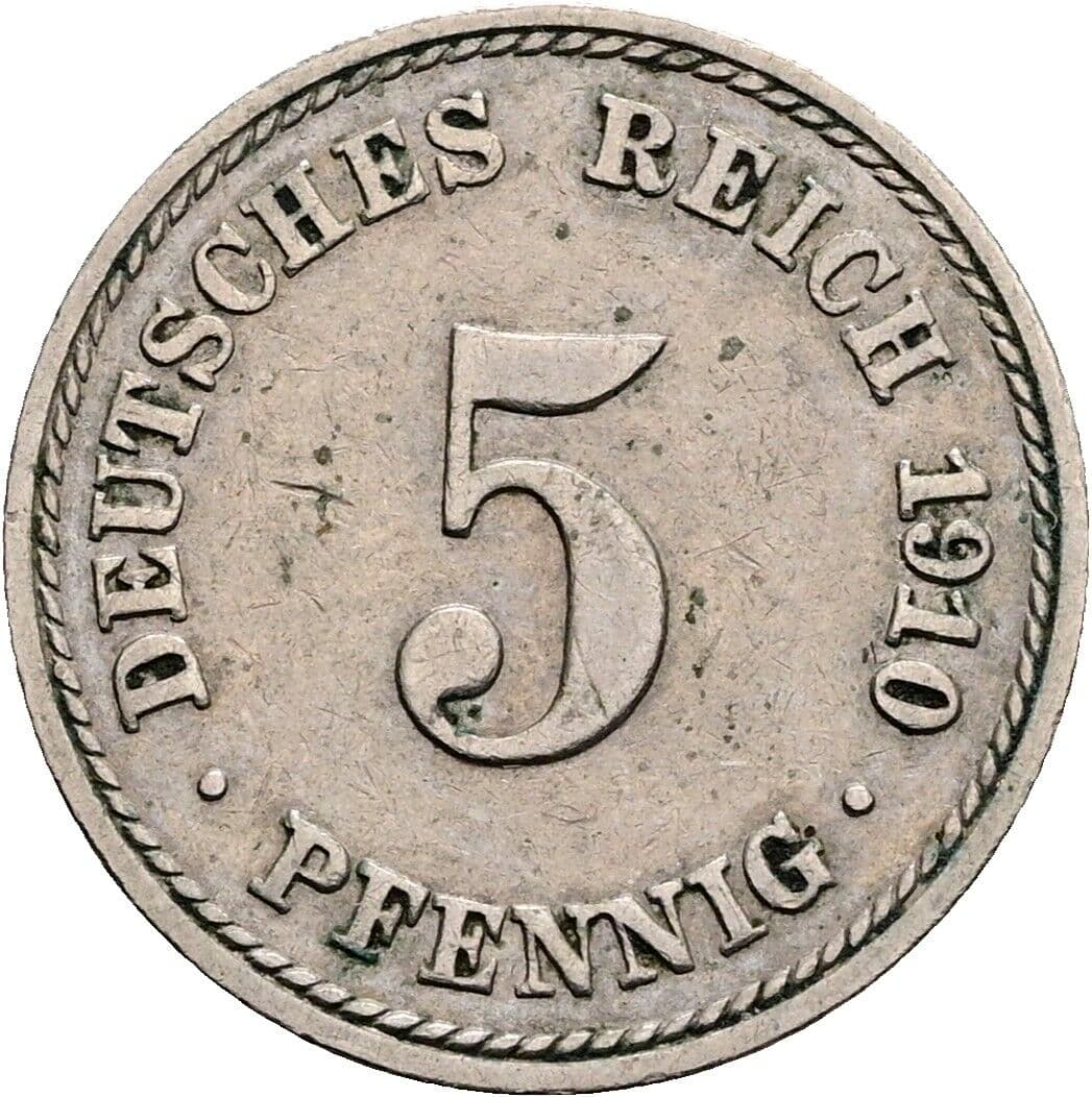 5 Pfennig 1910 A – Vorderseite