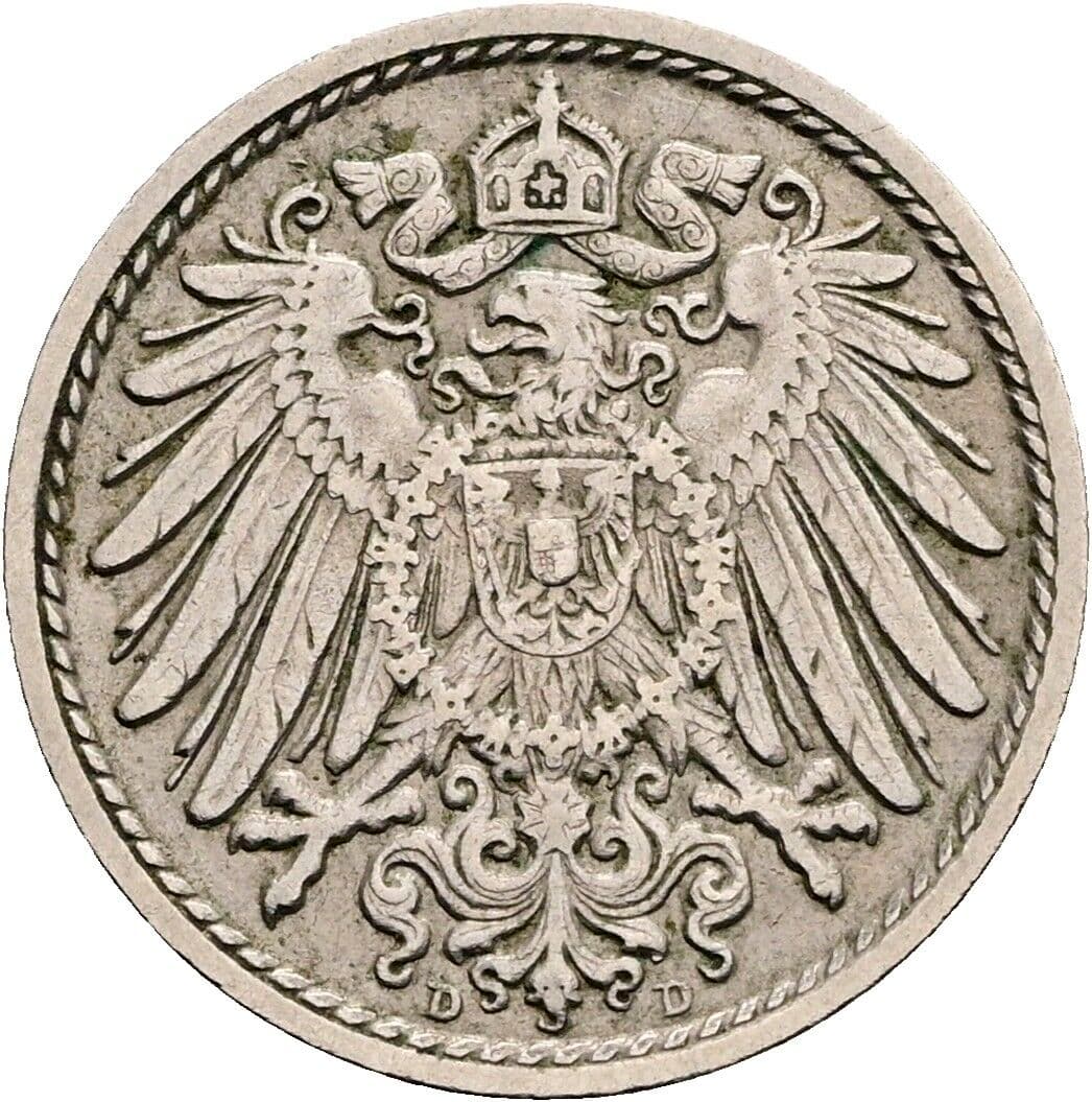 5 Pfennig 1912 D – Rückseite